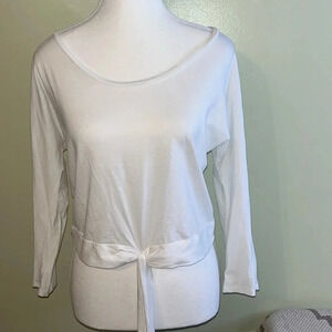 Abel the label Pima cotton 3/4 sleeve drop shoulder tie front lightweight shirt